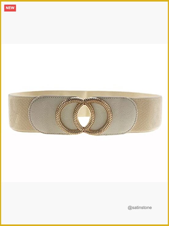 3 Pack Womens Vintage Wide Elastic Stretch Waist Belt With Metal Buckle main image 5